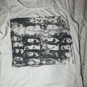 Graphic Print Sleeveless White Tank Top